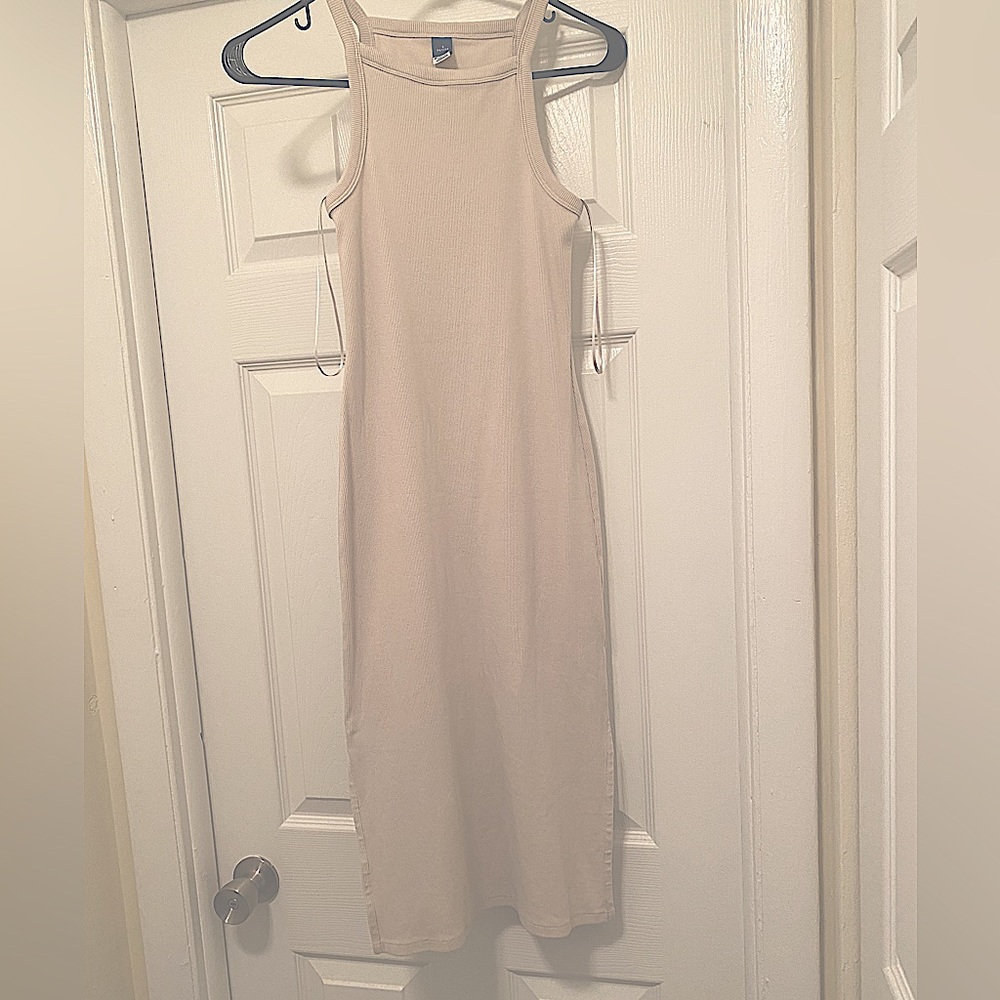 Fitted rib knit cami midi dress